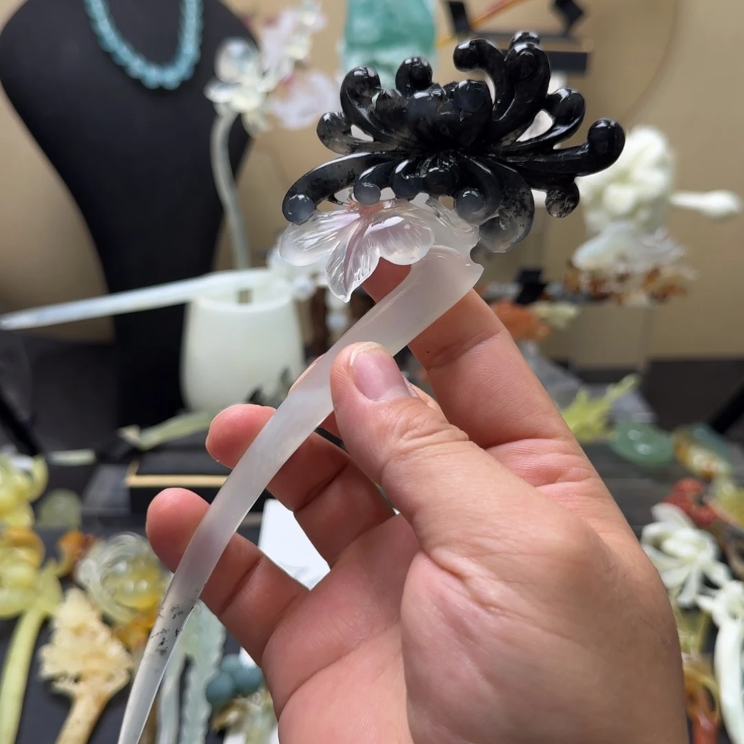 岫玉未镶嵌发饰明君玉簪就是好看