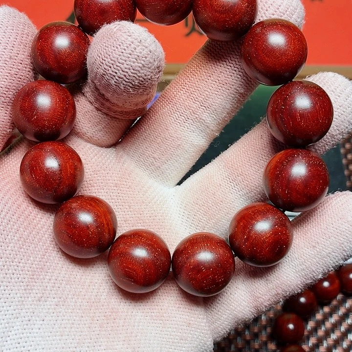 启***立小叶紫檀手串/手链1.8龙鳞满金星