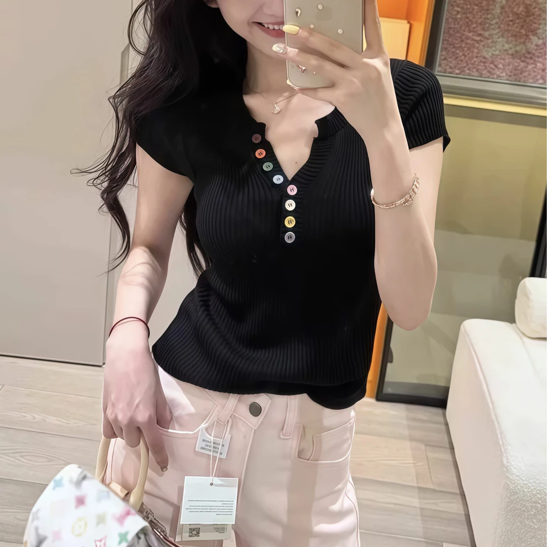 4023大码女装2025夏装新款宽松显瘦针织上衣胖mm百搭冰丝短袖T恤