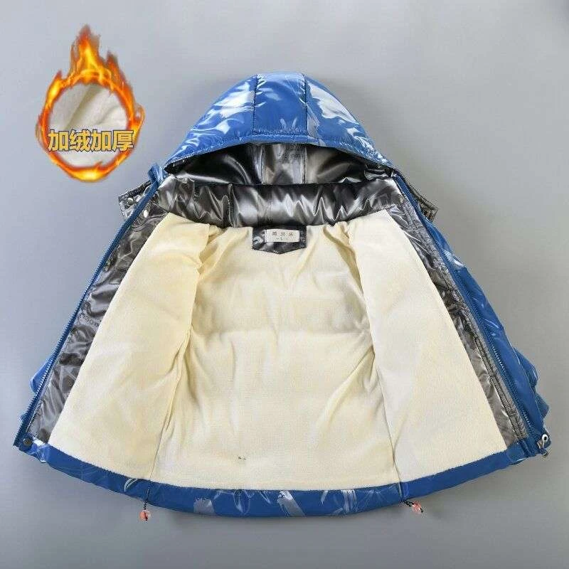 2025年儿童新款亮皮免洗羽绒棉服中小童棉衣加厚加绒棉袄男童冬装