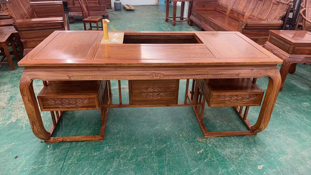 刺猬紫檀古典茶台皇冠配五椅