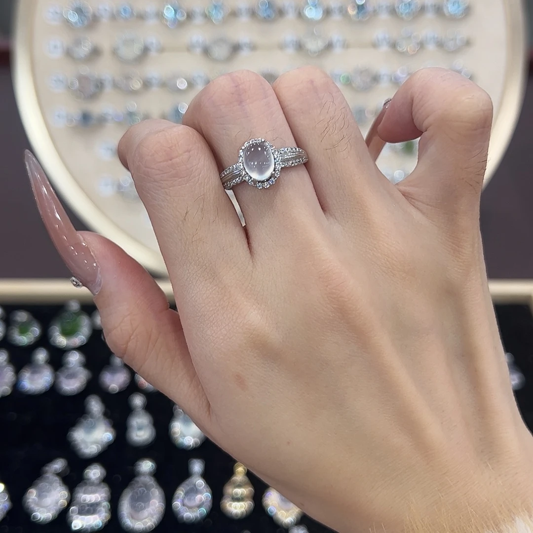 ****连蛇纹石玉银S925镶嵌戒指