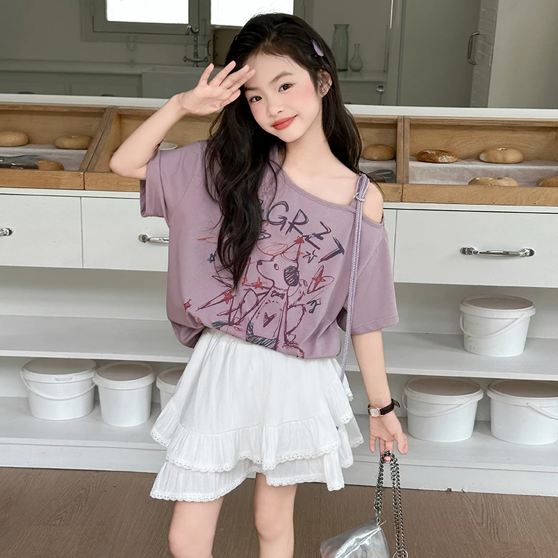 女童套装夏季2025新款洋气儿童短袖T恤女孩半身短裙夏装两件套潮