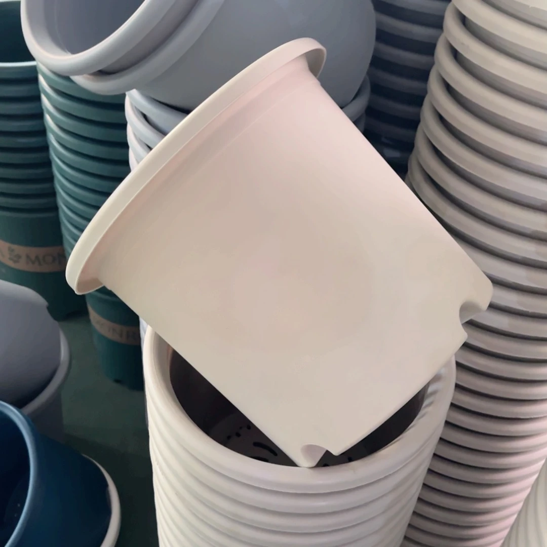 树脂四季盆6#无拖灰白5