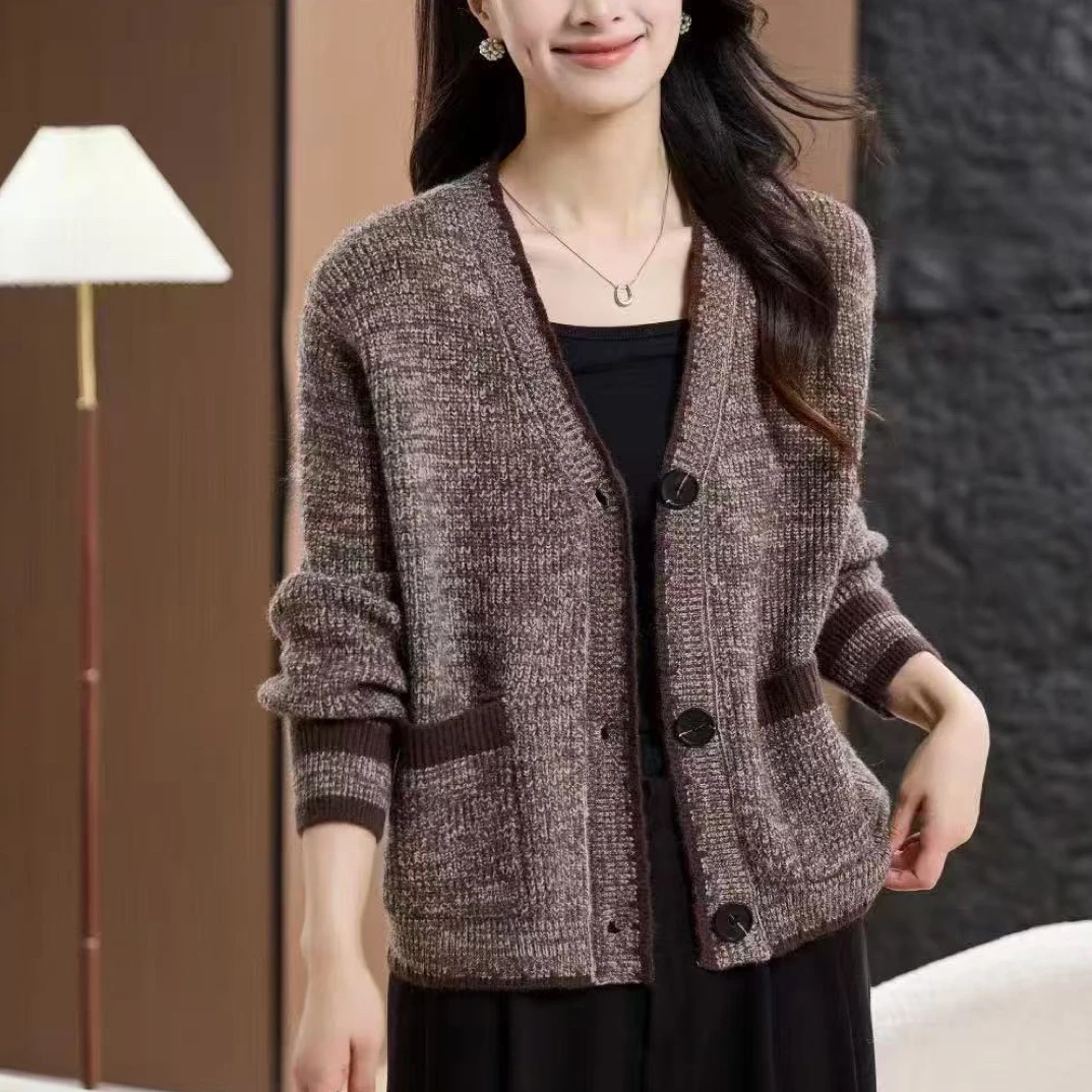 宽松型针织秋季保暖长袖毛针织衫毛衣洋气宽松