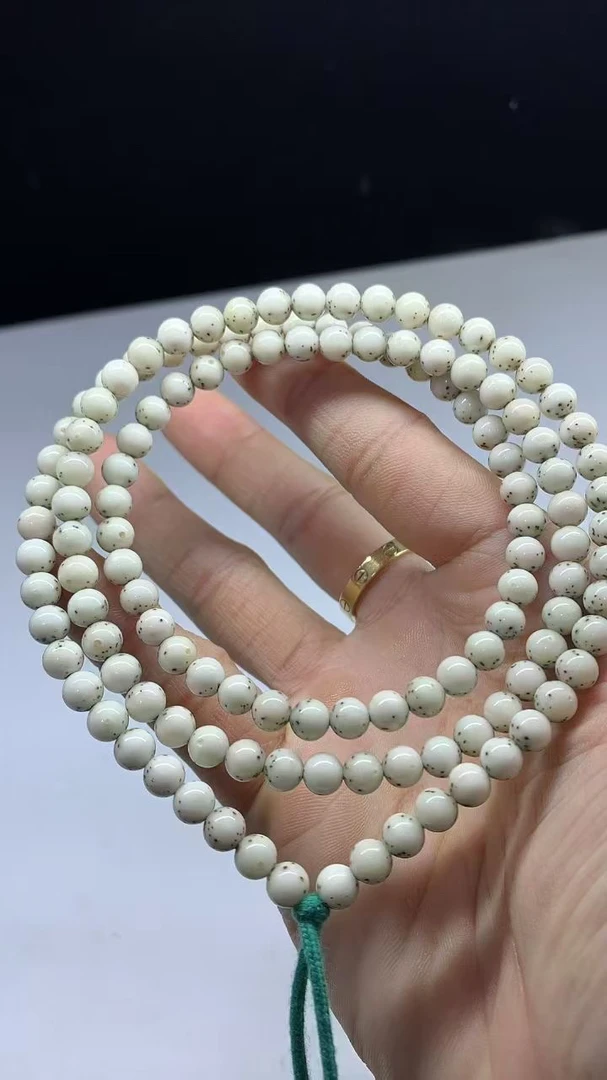 【会珠星月】瓷白 冰透润 108长串 星点货