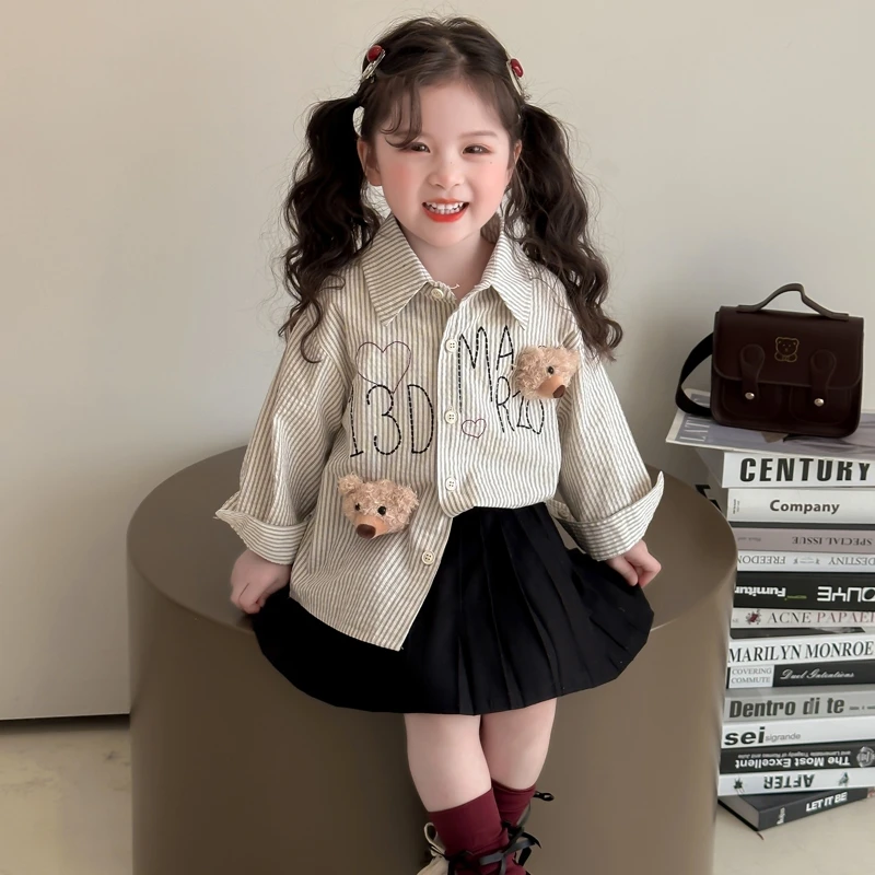 春秋长袖衬衫公主风条纹中小童宝宝长袖百搭女女宝