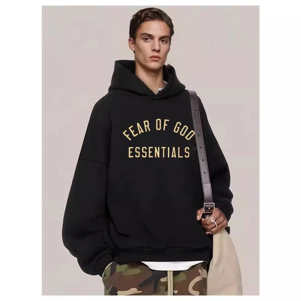 ESSENTIALS美式潮牌秋冬印花休闲宽松加绒连帽卫衣男女情侣百搭款