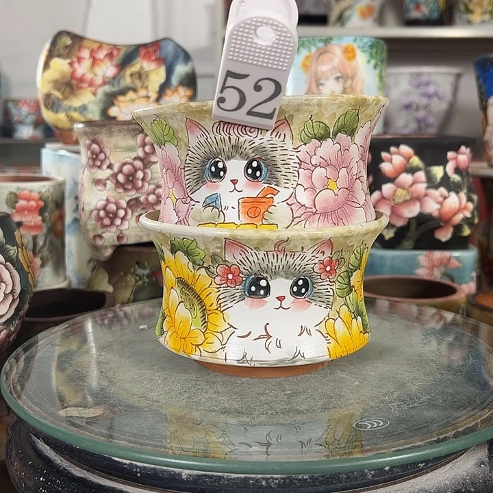 满38包邮 景德镇幸运花盆