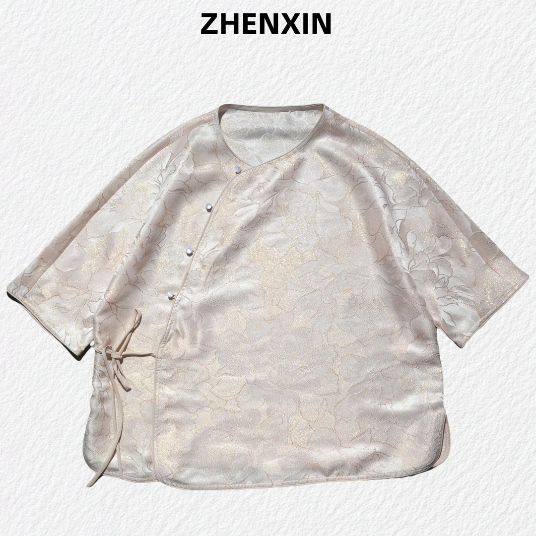 【花开】金通正娟毛衫真丝桑蚕丝短袖上衣百搭时尚气质春夏