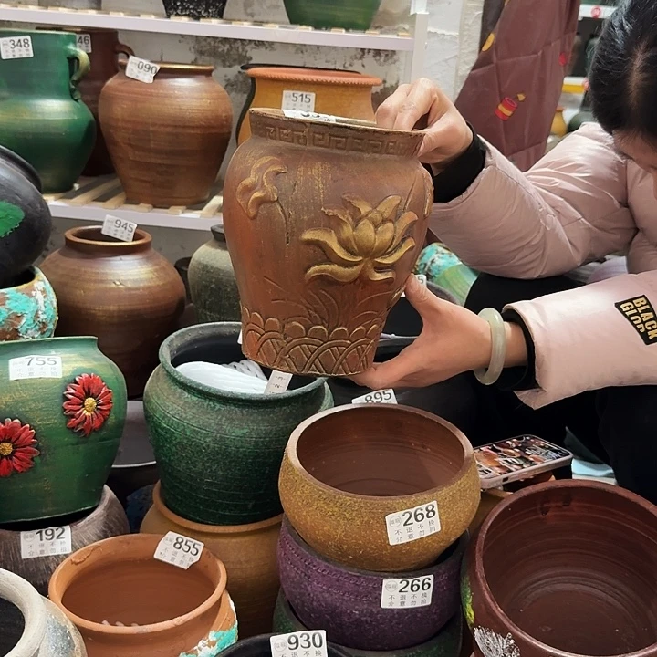 瑕疵金色浮雕花355高度21口径14