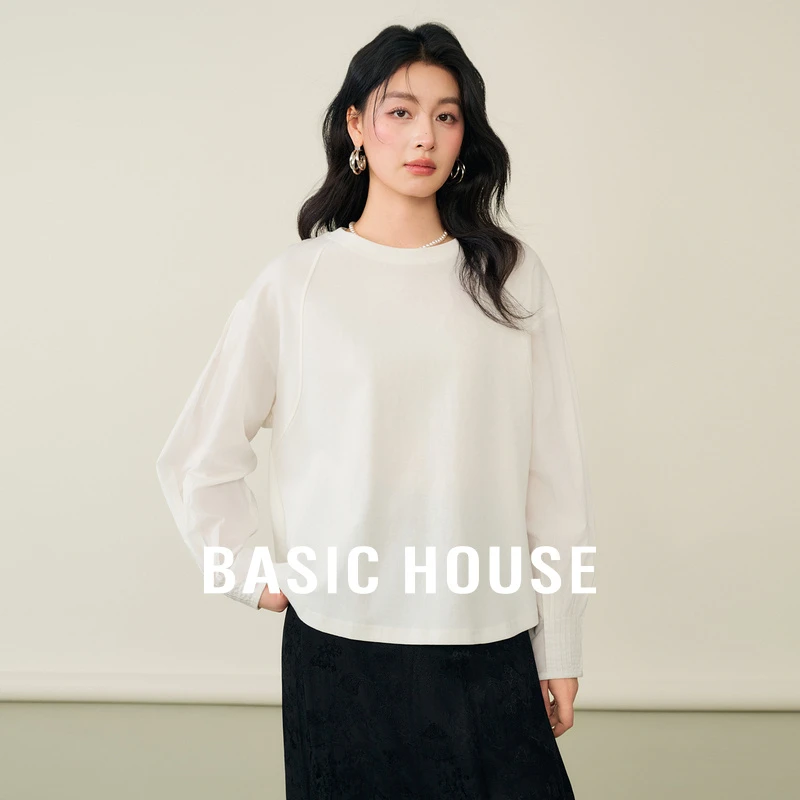 Basic House/百家好春季休闲百搭简约宽松时尚T恤-B06245I8402