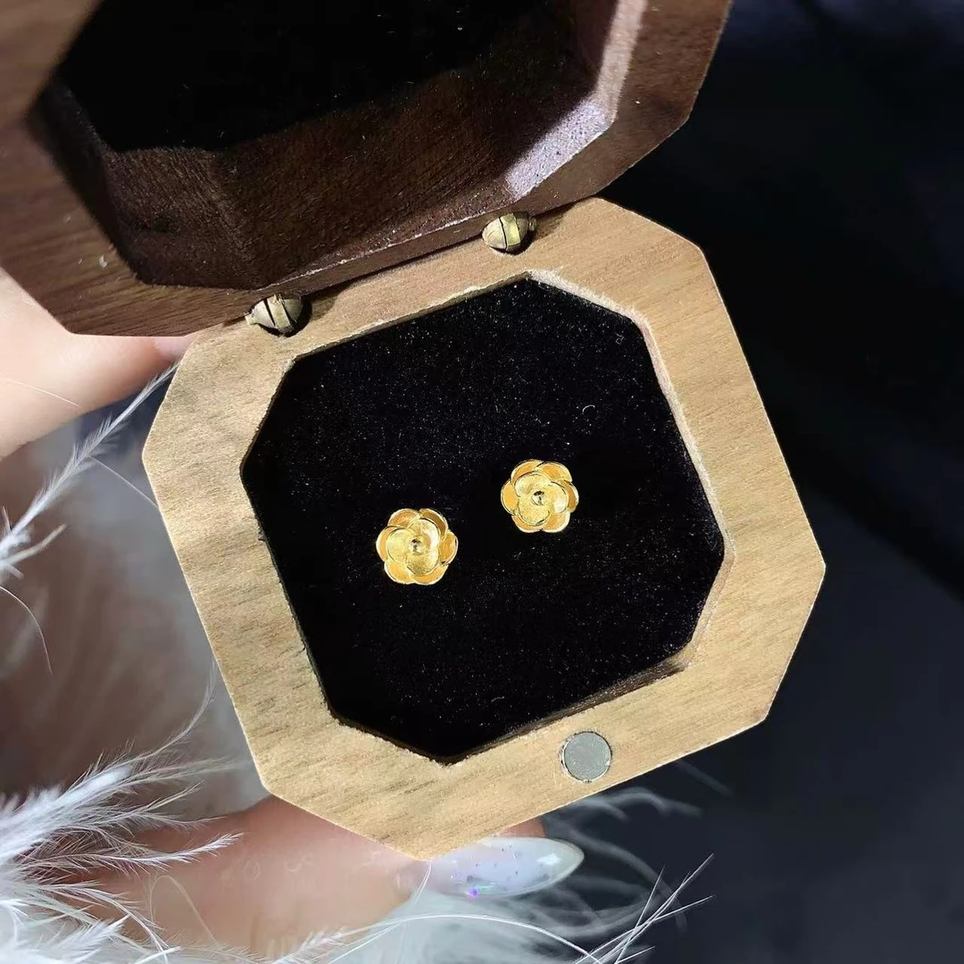 【伟新源】足金999 5G工艺 玫瑰弯钩1.93克