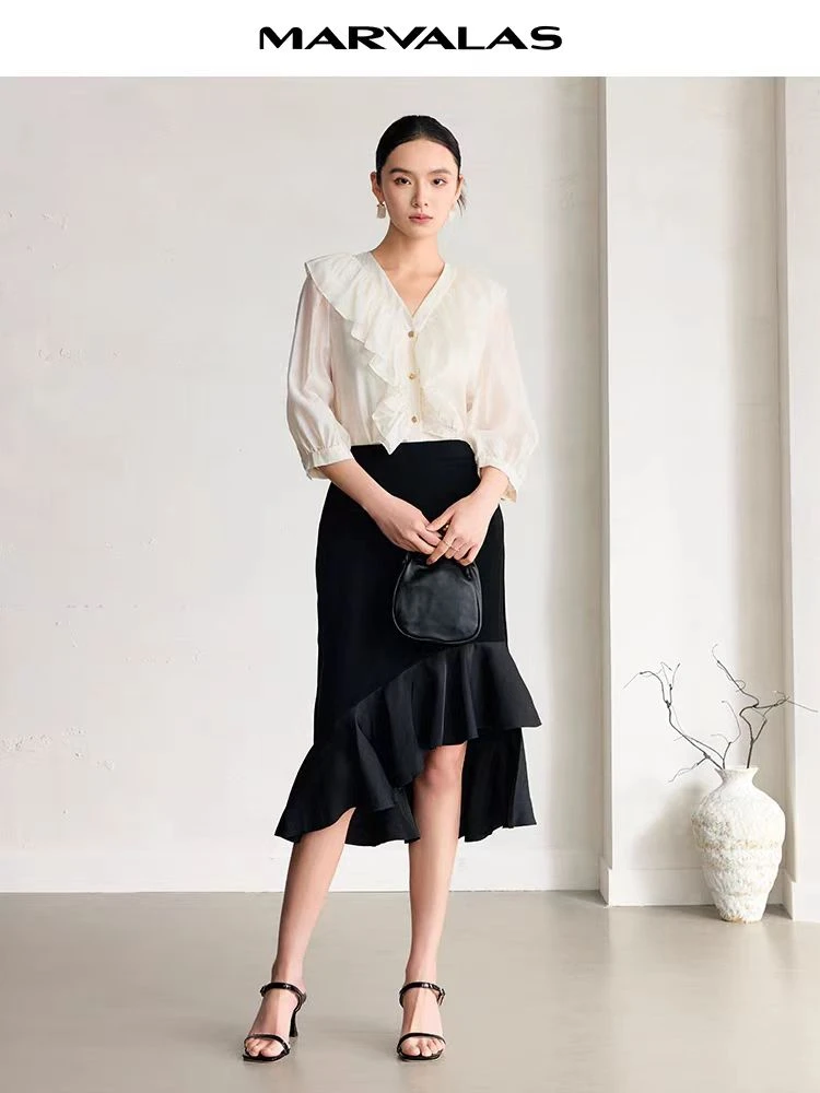 莱赛尔轻奢经典时尚女设计款纯色长袖衬衫M311310386