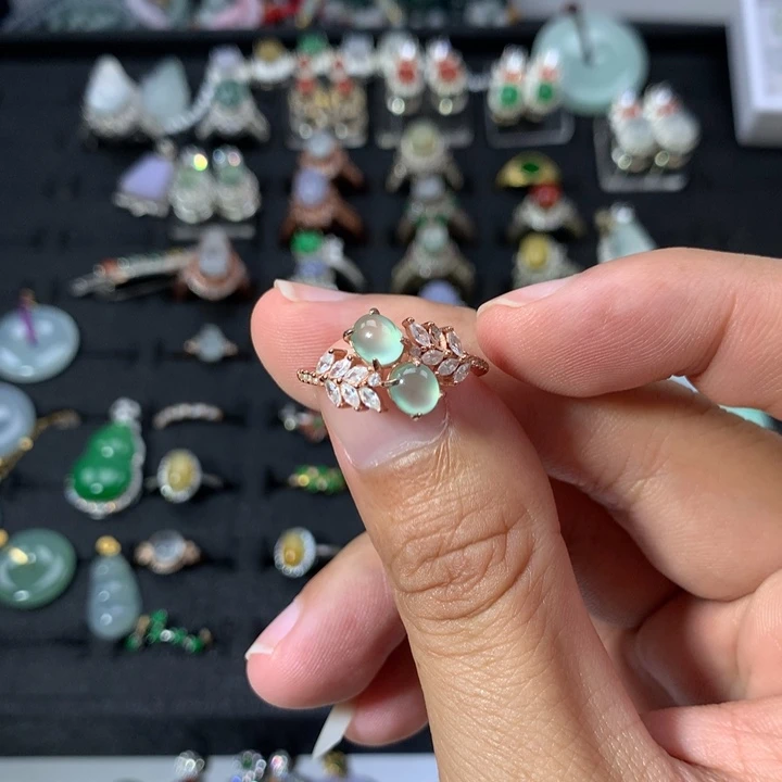 翡翠戒指银S925镶嵌
