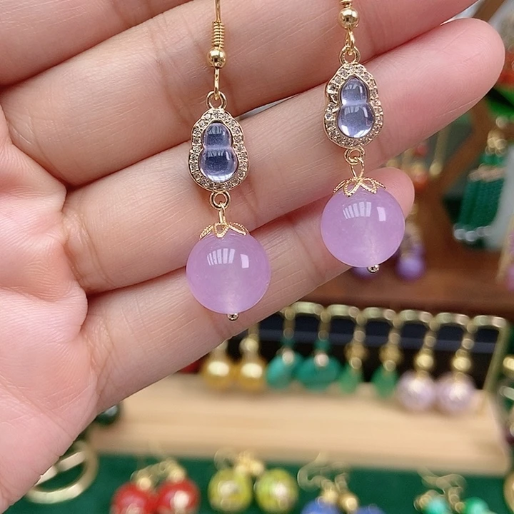 玛瑙/玉髓合金耳饰