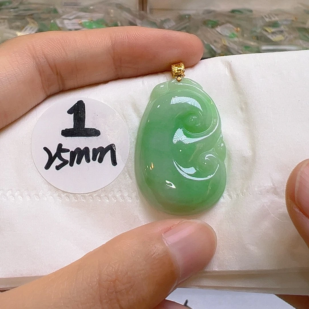 翡翠18K金镶嵌吊坠(不含链)翡翠