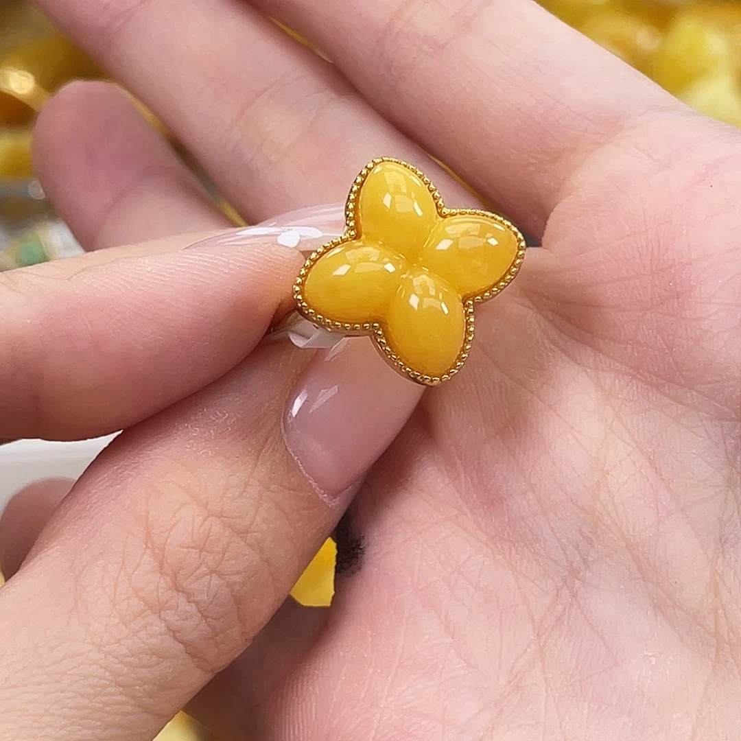 裸石琥珀银S925镶嵌琥珀蜜蜡J80