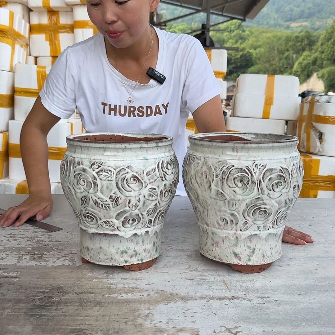 紫砂花盆王嫂花盆0714-123高22口18