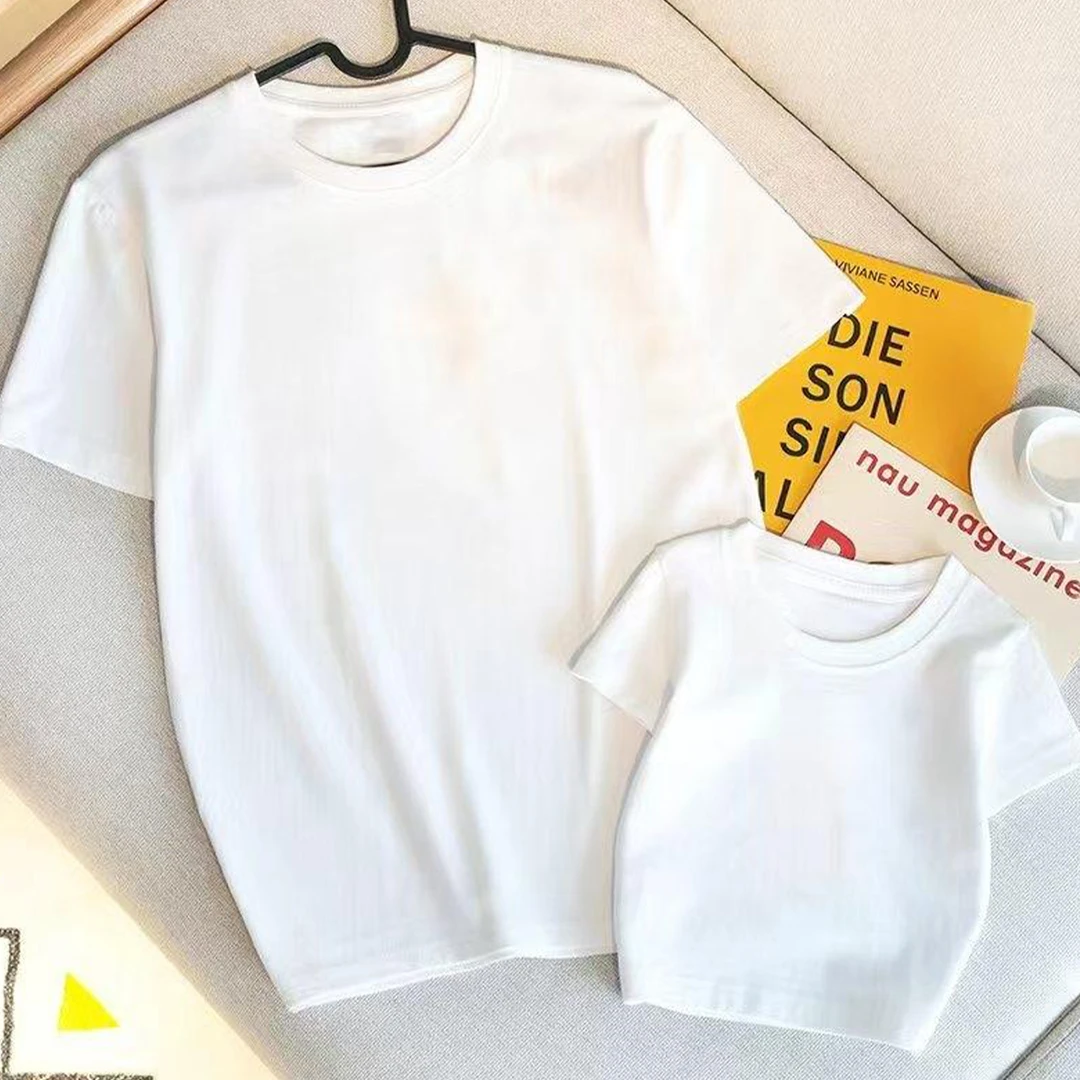 纯棉短袖白色T恤一家三口四口夏季海边度假亲子装2025新款夏装