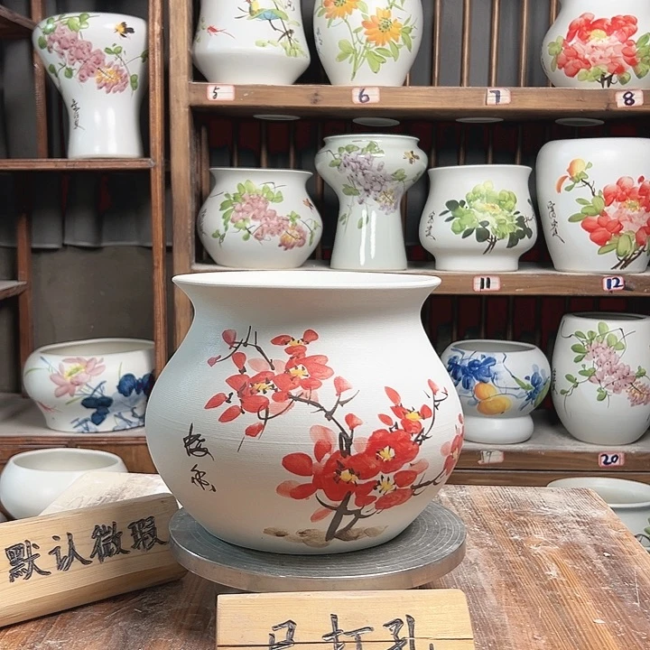 摆件钱袋子红梅花新款陶瓷