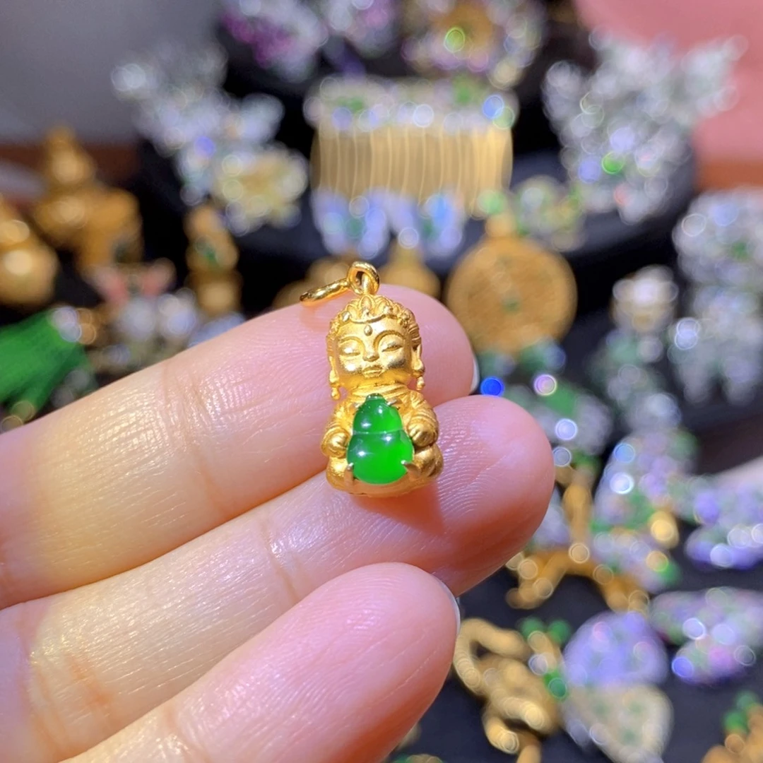 吊坠(不含链)银S925镶嵌翡翠