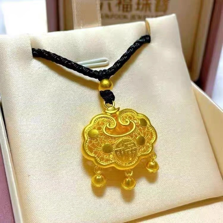 合金吊坠 新中式如意平安锁项链吊坠