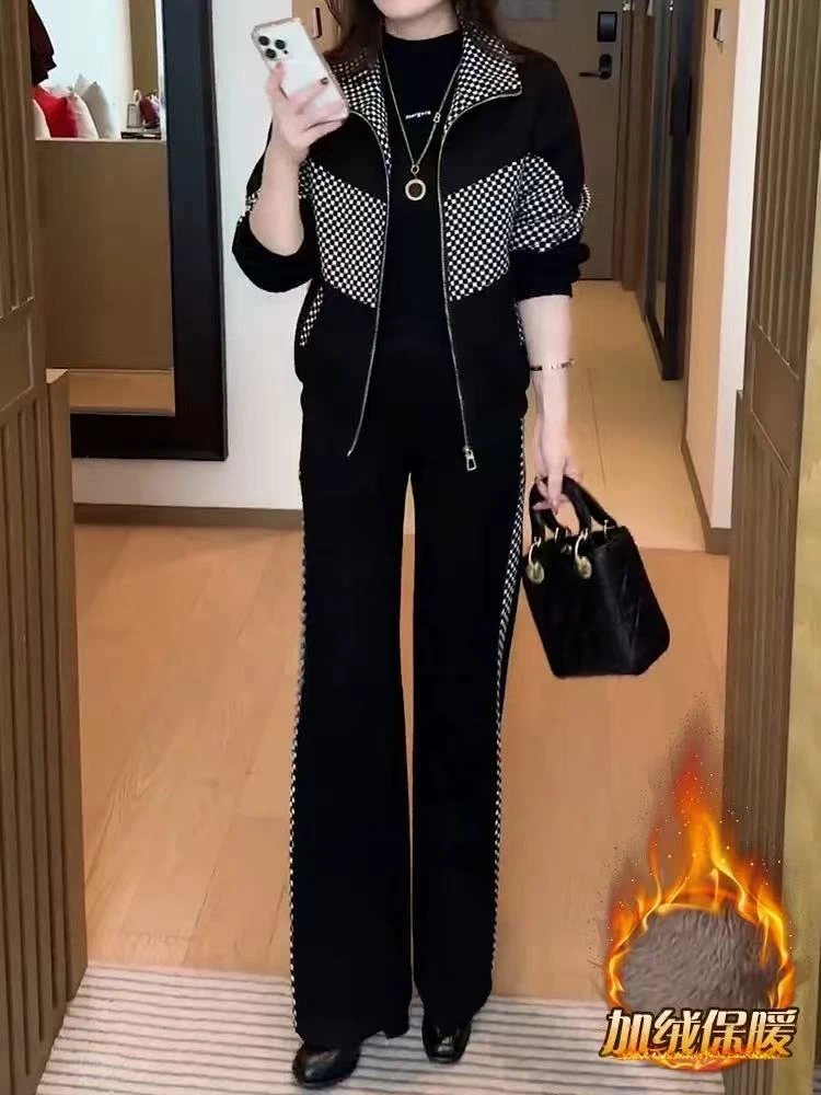 G秋冬季新款加绒保暖休闲服两件套100255