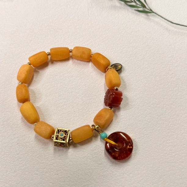 【六六中古】孤品复古蜜蜡手串as2910手工