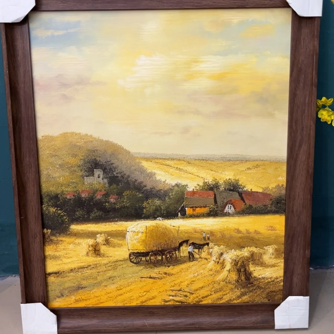 油画T***麦田手绘油画带框60×70