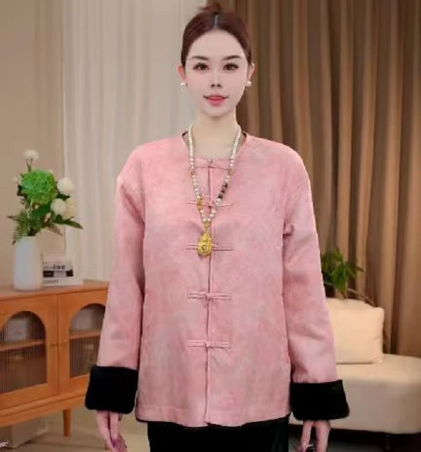 【桃夭】新中式轻奢复古保暖棉服显瘦外套 2025D6283-瑾玉杭锦仓