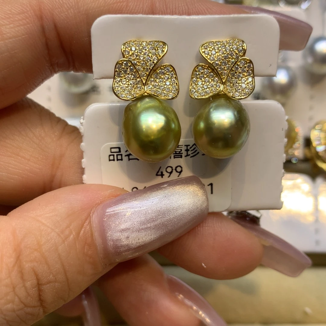 银S925镶嵌耳饰海水珍珠