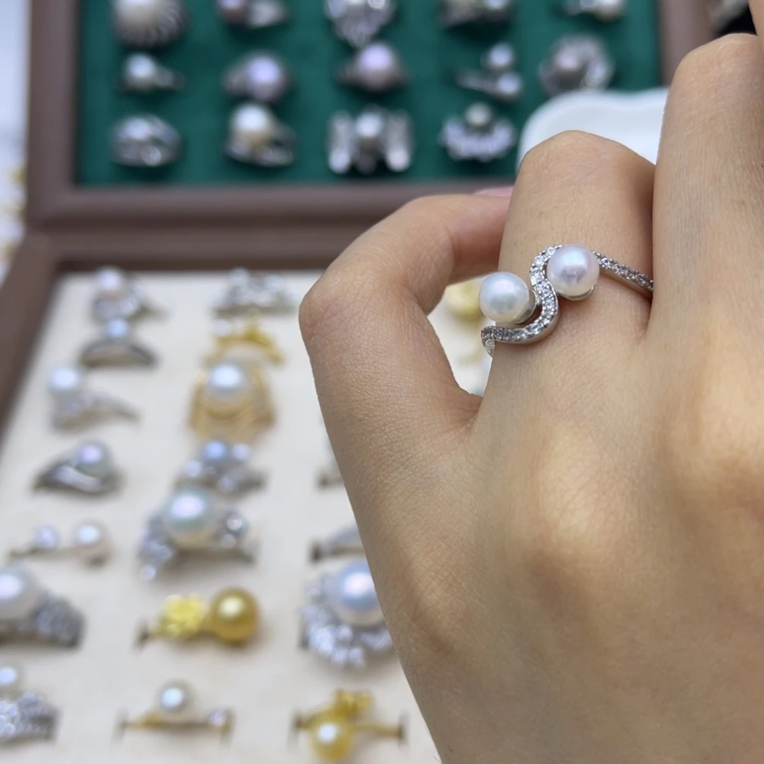 淡水珍珠戒指银S925镶嵌
