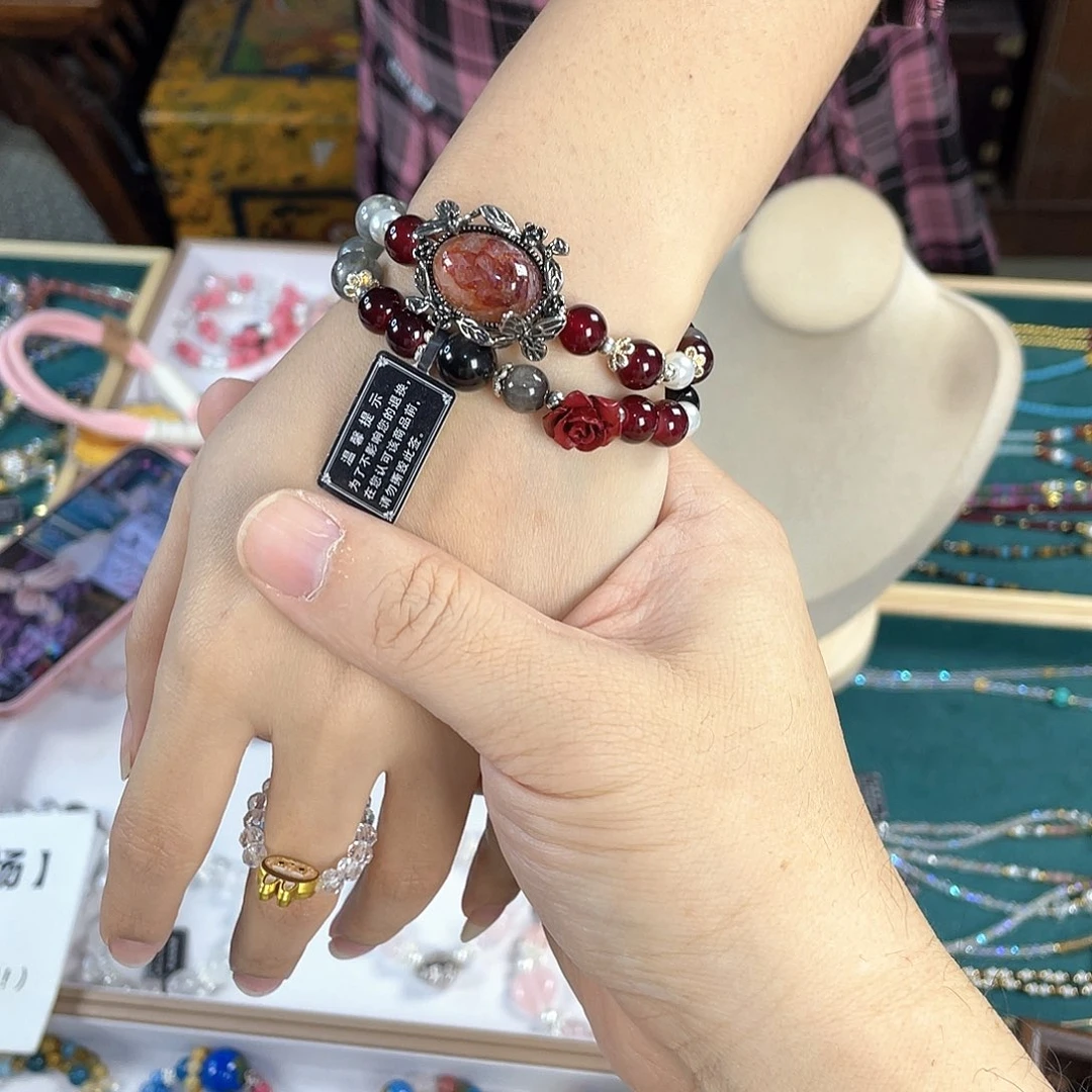 水晶手链银S925镀金镶嵌