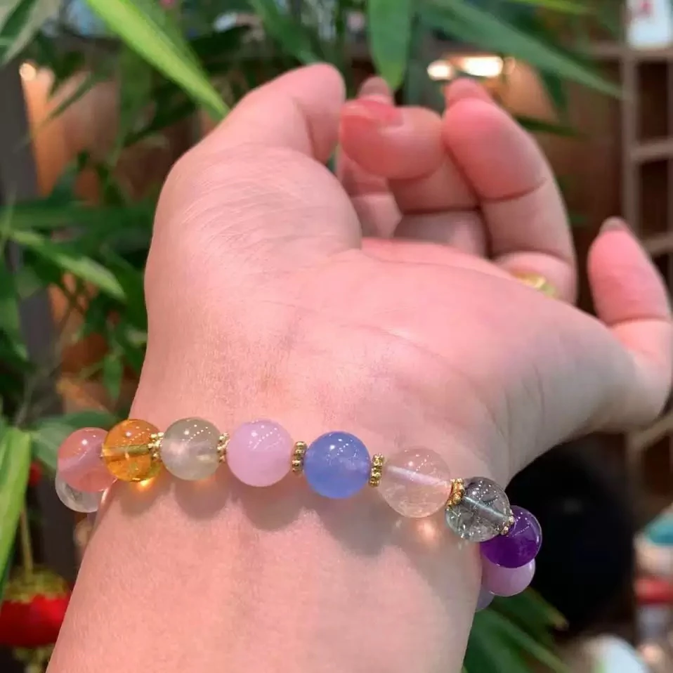 天然水晶多宝DIY圆珠时尚百搭单圈女款九尾狐方糖手串
