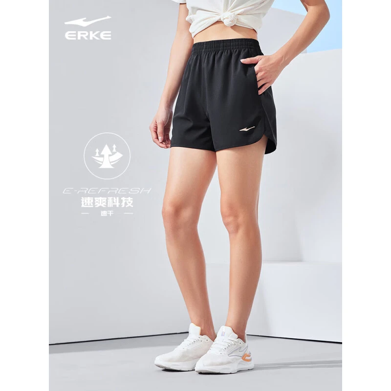 鸿星尔克运动短裤女子2025秋冬新款速干运动裤女透气短袖体育短裤