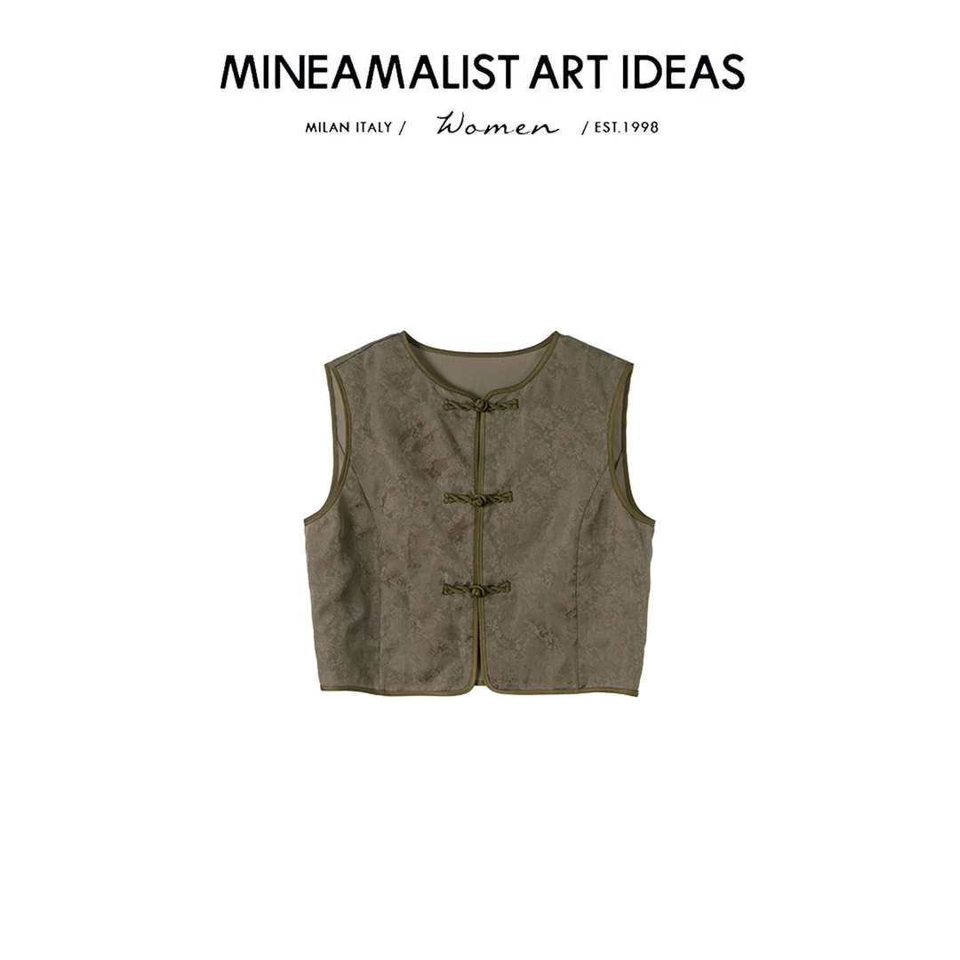 MINEAMALIST ART IDEAS中式桑蚕丝盘扣短款马甲1671M