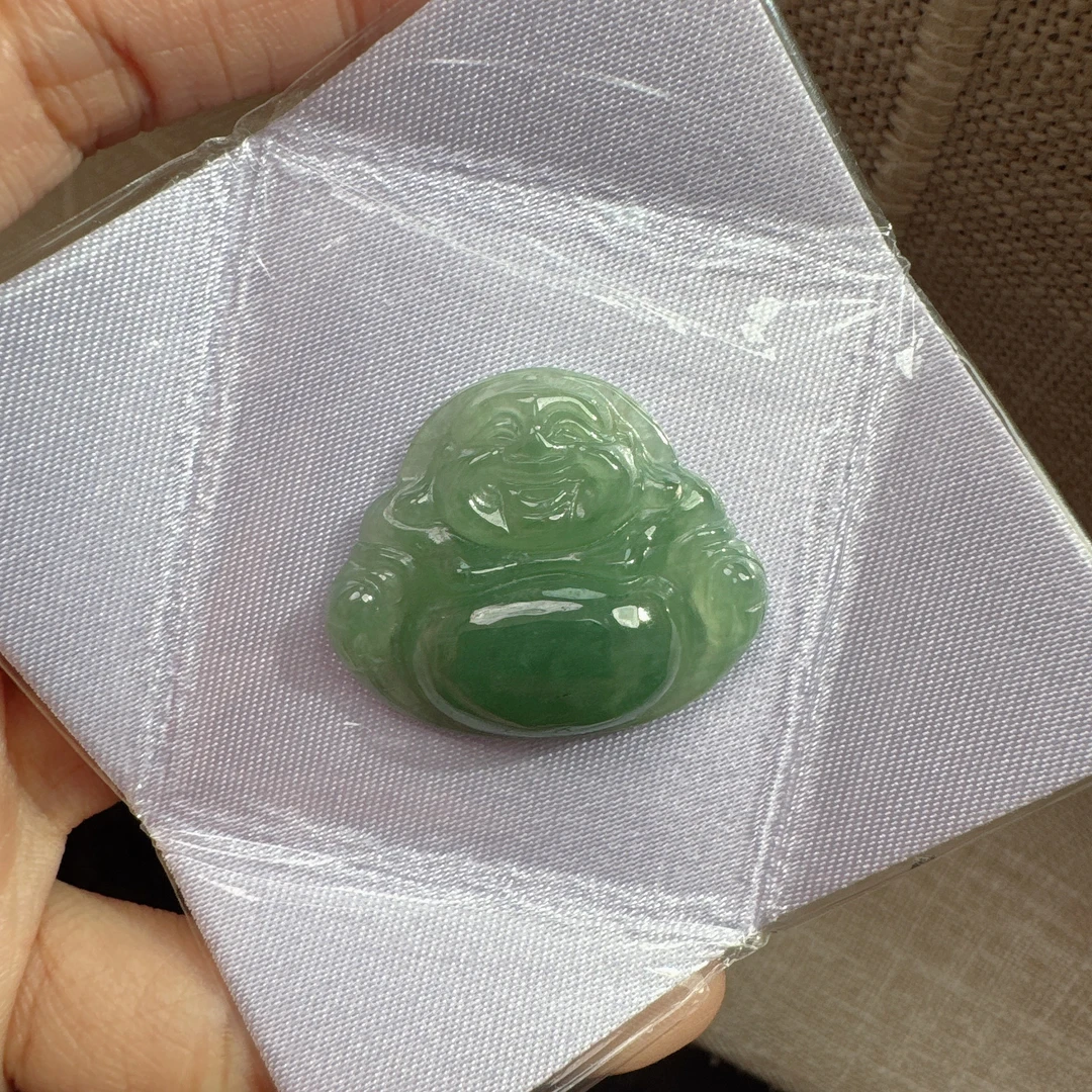 铭铭有你（缅甸）天然翡翠玉（A货）翡翠佛公（冰绿）送绳子 多样性发货