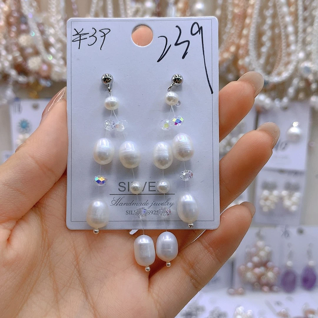 银S925镶嵌淡水珍珠耳饰心****琐