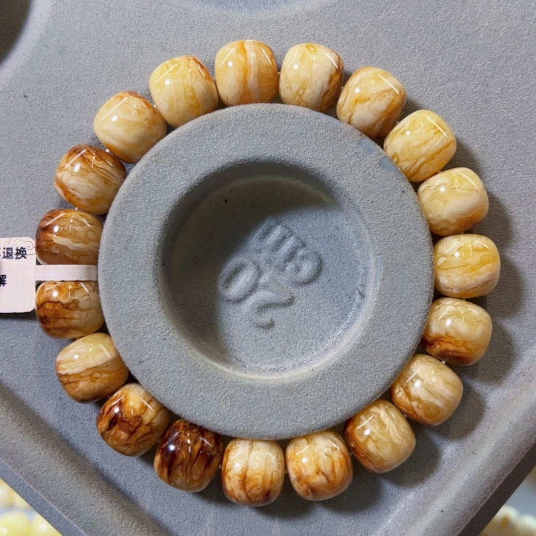 裸石琥珀未镶嵌13mm同料沁色虎皮老型手串