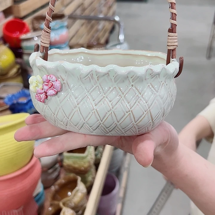 有孔.凑满10元发货多肉陶瓷花盆！