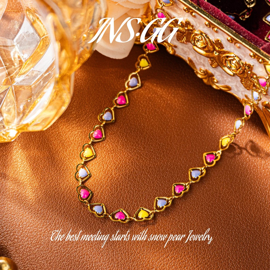 钛钢珐琅项链 【INS · GG】釉 ♠ 轻奢手工 LX2878 项链·短链