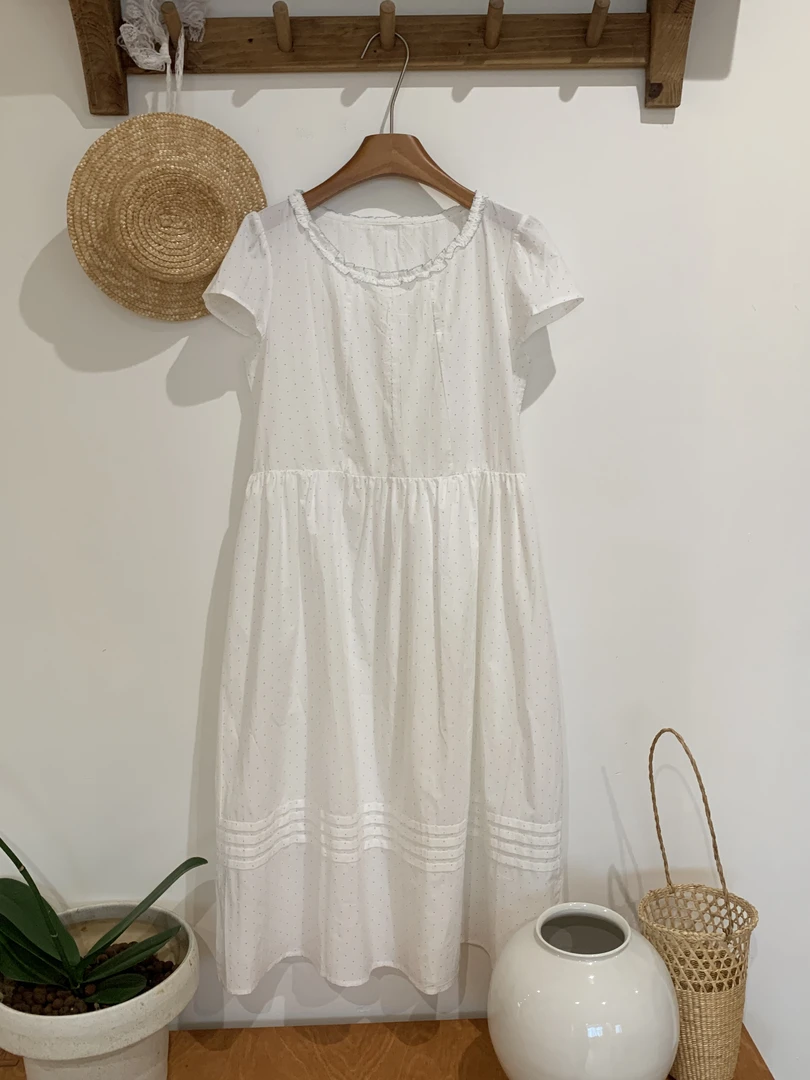 秋屿moment 百搭时尚拼接波点连衣裙