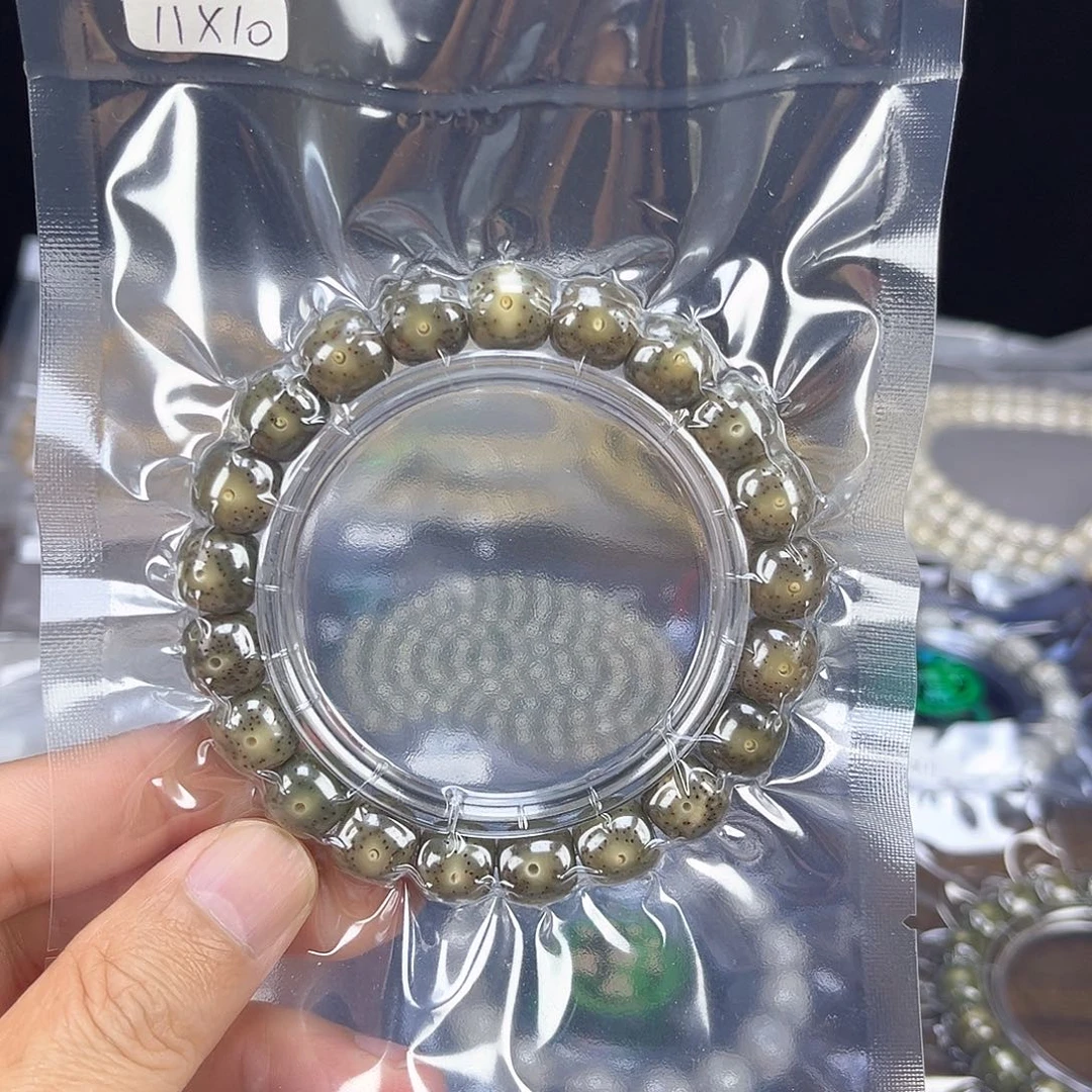 手串星月菩提糯冰石玉料绿幽灵手串11x10