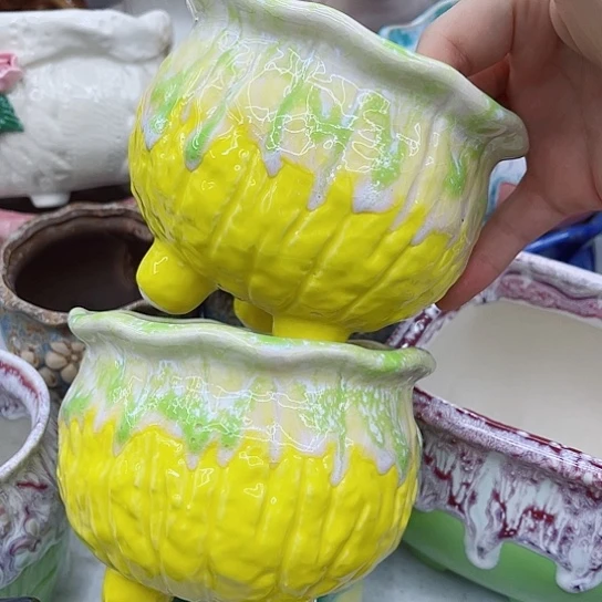 多肉绿植陶瓷花盆9.9包邮，有孔