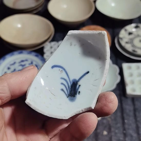 瓷片青花影青杯垫学习标本