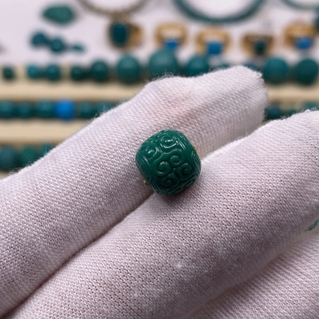 绿松石未镶嵌珠宝奇石回纹老型9.4mm