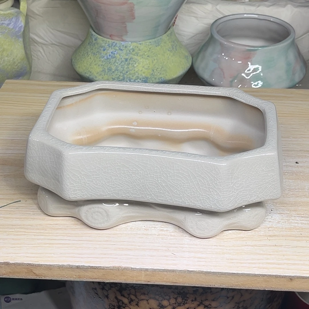 陶瓷绿植多肉微瑕花盆外口径：19*12*8.5