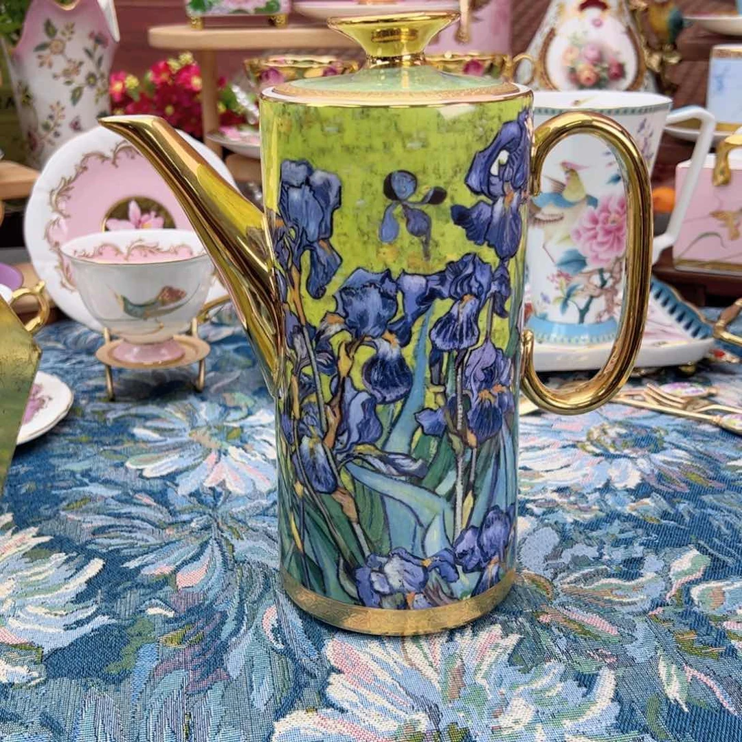 自然写生鸢尾花茶壶1200毫升礼盒