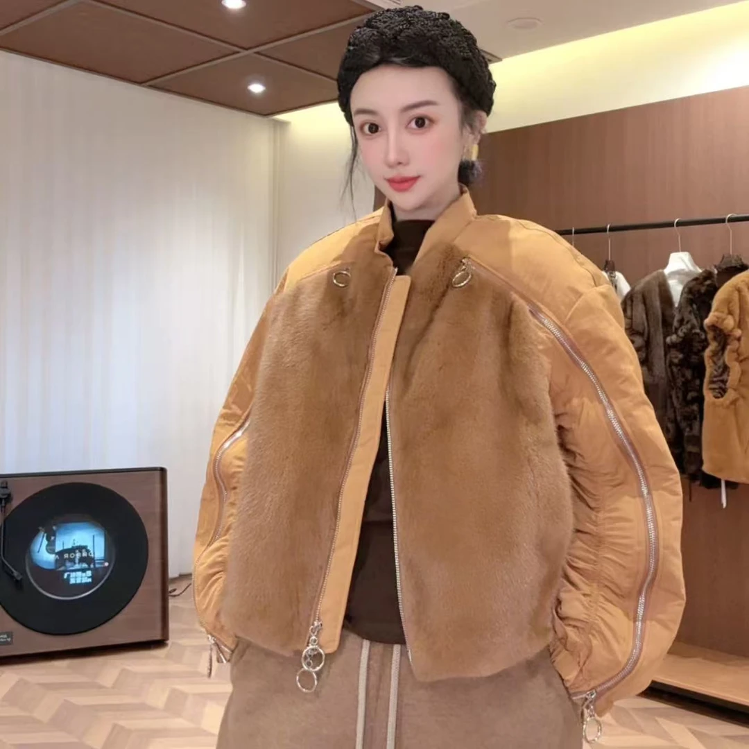 郭夫人 | 2025高端轻奢时尚经典鹅绒拼貂女外套-25279彩